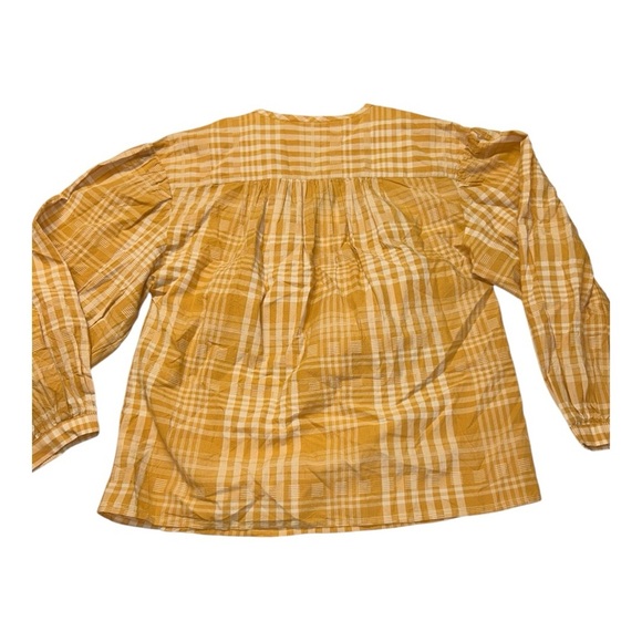 Universal Thread Women's Balloon Long Sleeve Popover Blouse Yellow Plaid Size XS - Picture 4 of 10